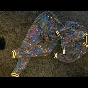 2 piece sequin athletic set